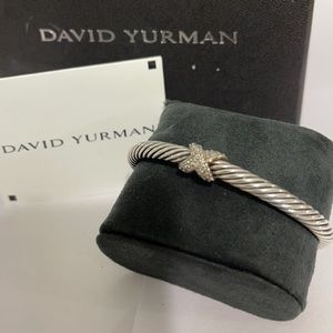David Yurman Single X 18k gold/Diamond Cable Cuff